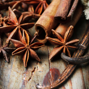 A Bunch of Star Anise on a Wooden Table